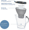 Marella Water Filter Jug Graphite (2.4L) Half Year Pack incl. 6x MAXTRA PRO All-in-1 cartridge - fridge-fitting jug with digital LTI and Flip-Lid - now in sustainable Smart Box packaging