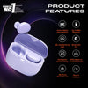 Tune Buds Wireless Bluetooth Earphones, Water-Resistant and Noise-Cancelling Headphones with 48-Hour Battery Life, Purple