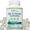 Premium Bio Cultures Complex 180 Capsules (6 Month’s Supply) | High Strength Probiotic | Vegan Multi Strain Probiotic | Lactobacillus Acidophilus & Bifidobacterium | Supports Digestive Health