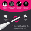 Fine Tip White Chalk Pens - Pack of 4 Chalk Markers - Use on Chalkboard, Windows, Blackboard, Signs, Glass, Bistro - Water Based Wet Wipe erasable Pen - 3mm Reversible Bullet & Chisel Tip