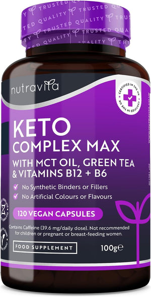 Keto Complete Diet Pills – 2 Month Supply – Max Strength 1788mg Complex for Men & Women - MCT Oil, Green Tea, Vitamins & Minerals – Contribute to Fatty Acid & Carb Metabolism – Made in The UK