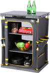 Compact Camping Storage, Pop Up Folding Camping Kitchen Unit, Camping Furniture Camping Cupboards Cabinet Outdoor 3 Shelf Aluminum Frame Portable for Garden Party Picnic, Supports 30kg