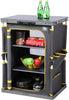 Compact Camping Storage, Pop Up Folding Camping Kitchen Unit, Camping Furniture Camping Cupboards Cabinet Outdoor 3 Shelf Aluminum Frame Portable for Garden Party Picnic, Supports 30kg