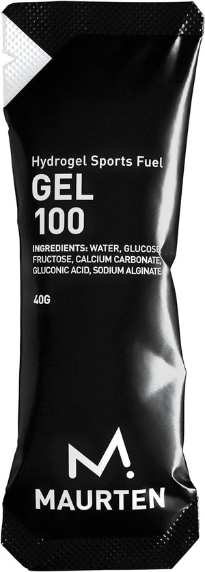 Gel 100 Energy Gel - 12-Pack of 40g - 25g Carbohydrates per Serving - Stomach-Friendly Patented hydrogel Technology for Cycling and Running - Natural & Free of Color or preservatives