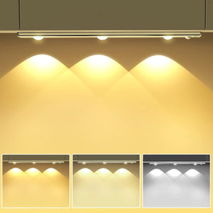 Dimmable Under Cabinet Kitchen Lights, 30cm Motion Sensor Under Cabinet Lights 1000mAh Brightness & 3 Colors Adjustable USB Rechargeable Battery Operated Decorative lights for Kitchen Cupboard