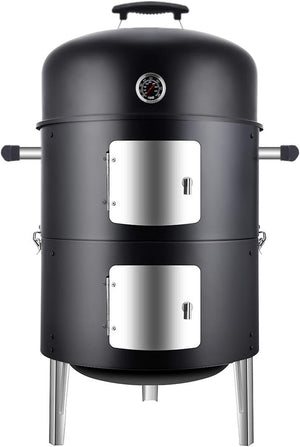 Charcoal BBQ Grill, Heavy Duty 3-in-1 Barbecue Smoker Grill for Garden Camping Outdoor Cooking and Grilling 89x56x43CM