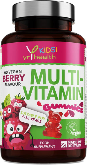 Kids Multivitamin and Mineral Gummies - 60 Vegan Berry Flavour Chewable Gummies, Kids Vitamin Gummies for 4-12 Years - 2 Months Supply - Made in The UK by