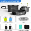 Camping Cookware Set Non-Stick Pot and Pan Set with Kettle, Stainless Steel Utensils Mess Kit, Cups Plates Knives Spoons Forks for Outdoor Cooking