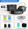 Camping Cookware Set Non-Stick Pot and Pan Set with Kettle, Stainless Steel Utensils Mess Kit, Cups Plates Knives Spoons Forks for Outdoor Cooking