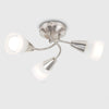 Modern 3 Way Brushed Chrome Ceiling Light Fitting with Frosted Glass Shades - Complete with 4w LED Golfball Bulbs [3000K Warm White]