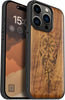 Magnetic Wood Case for iPhone 15 Pro Case [Solid Wood & Black Soft TPU] Shockproof Protective Cover Unique Wooden Case Compatible with magsafe (Viking Compass Vegvisir -Walnut)