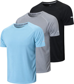 3 Pack T Shirts Men Breathable Sport Shirts Men Cool Dry Running Tops Short Sleeve Gym Tops Athletic for Men