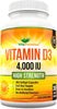 Vitamin D 4,000 IU Softgels, Maximum Strength Vitamin D3 Supplement, 365 Easy to Swallow Tablets - Full Year Supply