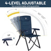 Camping Chairs for Adults Heavy Duty, Oversized Folding Garden Chair, High Back Outdoor Chair Luxury for Caravan Dining Beach Picnic, Adjustable 4-Position, Support 150kg, Blue