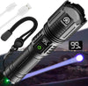 Torches LED Super Bright 250000 Lumen Rechargeable, High Power Torch with Power Display and Zoomable, Powerful LED Torch 5 Light Modes, IP67 Tactical Torch for Camping, Hiking, Dog Walking