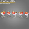 Light Up Robin Acrylic Christmas Decorations, White LED, Battery Operated with Timer, Indoor Outdoor, Set of 5 (13.8cm x 11cm x 7cm)