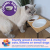 2 Ceramic Cat Kitten Bowls with Sturdy Stand for Cat Food, Kibbles or Water. Raised Tilted Feeding Bowls 15cm Diameter Bowl