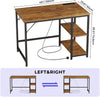 Computer Desk, 100cm Office Desk with Power Outlets, USB & Type-C and Shelves, Modern PC Desk with Hook, Study Table for Writing, Small Desk for Bedroom Home Office, Rustic Brown