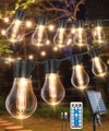 Solar Festoon Lights Outdoor,14M/46FT USB&Solar String Lights with Remote, 30LED Shatterproof Bulbs, IP65 Waterproof for Garden, Gazebo Patio Party Wedding Decor