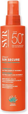 SVR SUN SECURE Face and Body Sunscreen SPF 50+ Ultra-Light, Very High Protection Sun Cream Spray for Hypersensitive Skin, Invisible Finish, Water-Resistant, Biodegradable, Reef-Safe, All Ages, 200ml