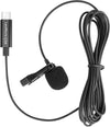 Lavalier Microphone with USB-C for Mobile Devices and Computers with 6.6-foot (2m) Cable &Right-Angle USB-C Adapter (LavMicro U3A)