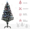 4ft Artificial Prelit Christmas Tree, Snow Xmas Tree with Colourful LED Lighting Fiber Optics, Green White