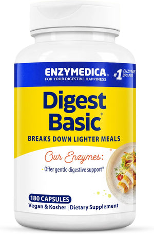 , Digest Basic, Digestive Enzymes, 180 Vegan Capsules, High Dose, Soy Free, Vegetarian, Gluten Free, Non-GMO