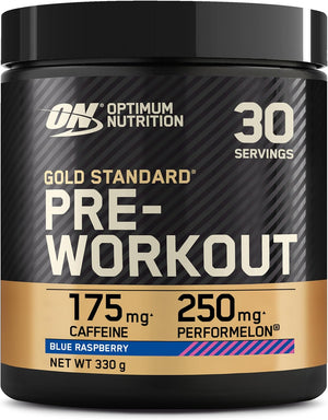 Gold Standard Pre Workout Powder, Energy Drink with Creatine Monohydrate, Beta Alanine, Caffeine and Vitamin B Complex, Food Supplement, Blue Raspberry Flavour, 30 Servings, 330 g