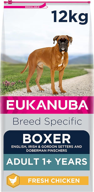 Complete Dry Dog Food for Adult Boxer Breed Types with Fresh Chicken 12 kg