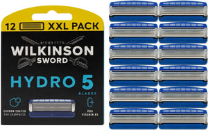 - Hydro 5 Razor Blades For Men Blades, Carbon Coated, Hydrating Gel & Precision Trimmer, Pack of 12 Razor Blade Refills