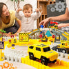 Construction Race Track Toys, Create A Engineering Road Games for Kids Toys, Flexible Track PlaySet and 2 Electric Cars 4 Construction Cars for 3 4 5 6 7 8 Year Old Boys Girls Gift