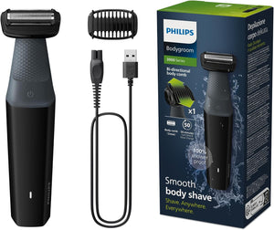 Bodygroom Series 3000 Showerproof Groin and Body Trimmer, Close and Comfortable Shave, Complete Body Grooming, 50 Min. Runtime, Model BG3017/01