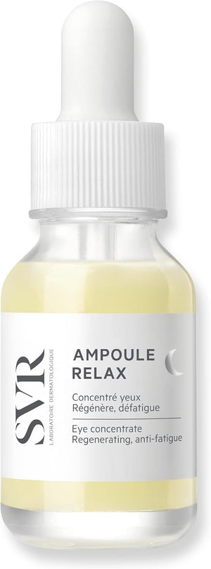 SVR RELAX Ampoule - Regenerating Night Eye Serum, Silk Tree Extract and Postbiotics Concentrate Targeting Bags, Dark CIrcles, Fine Lines, 15ml