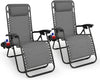 Gravity Chairs 2 Pack - Adjustable Reclining Zero Gravity Lounger for Garden & Patio - Foldable Lightweight Chairs with Ergonomic Support - Durable Textilene Fabric & Non-Slip Feet-DarkGrey 2pk