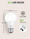 Bayonet Light Bulb, 60W Equivalent, Warm White 2700K, 8.5W 806lm B22 LED Bulb, BC A60 GLS Energy Saving Lightbulbs, Non-dimmable, Pack of 6