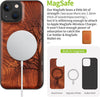 Magnetic Wood Case for iPhone 13 Case [Hard Real Wood & Soft TPU] Shockproof Hybrid Protective Cover Unique & Classy Wooden Case Compatible with Mag Safe (Tree of Life Art Carving-Rosy)