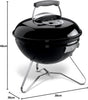 Smokey Joe Original Charcoal Grill, Ø 37cm Grill Area, Portable BBQ Grill, Porcelain-Enamelled Lid & Bowl - Black (1111004)
