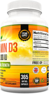 Vitamin D 2,000 IU, Optimal Strength Vitamin D3 Supplement, 365 Easy to Swallow Softgels - Full Year Supply