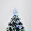 4ft Artificial Prelit Christmas Tree, Snow Xmas Tree with Colourful LED Lighting Fiber Optics, Green White