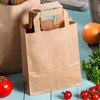 Small Brown Paper Bags with Handles - 250 Pack, 7x9x3.5" (22x18x3.5cm) - Kraft Food Takeaway Bags, Recyclable & Biodegradable, Strong Lunch Bag, Sandwiches - Small - (7x9x3.5") 250 pack