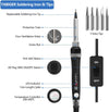 Soldering Iron Kit, Soldering Kit with LCD Digital Multimeter, 60W Soldering Iron with 5 Extra Tips, Stand, Desoldering Pump, Solder, Wire Stripper Cutter, Tweezers, Tape, Tool Bag