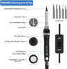 Soldering Iron Kit, Soldering Kit with LCD Digital Multimeter, 60W Soldering Iron with 5 Extra Tips, Stand, Desoldering Pump, Solder, Wire Stripper Cutter, Tweezers, Tape, Tool Bag