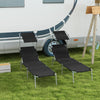 Outdoor Foldable Sun Lounger Set of 2, 4 Level Adjustable Backrest Reclining Sun Lounger Chair with Angle Adjust Sun Shade Awning for Beach, Garden, Patio, Black