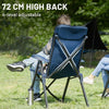 Camping Chairs for Adults Heavy Duty, Oversized Folding Garden Chair, High Back Outdoor Chair Luxury for Caravan Dining Beach Picnic, Adjustable 4-Position, Support 150kg, Blue