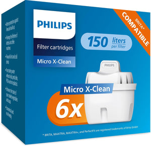 Water Replacement Filter Cartridges, 6-Pack, Brita Compatible, Reduces MICROPLASTICS, Chlorine, LIMESCALE, Heavy Metals (Packaging may vary)