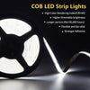 12V COB LED Strip 5M,6000K Daylight White LED Strip Lights with 480LEDs/M,CRI 90+,8mm Width,Uniform Dotless LED Tape Light for Room Cabinet Home DIY Projects (No Power Supply)