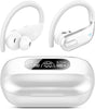 Wireless Earbuds, Bluetooth 5.3 Headphones Wireless with 4 ENC Noise Canceling Mic, 80Hrs LED Display Over Ear buds with Earhooks, Deep Bass Wireless Earphones, IPX7 Waterproof for Sport(White)