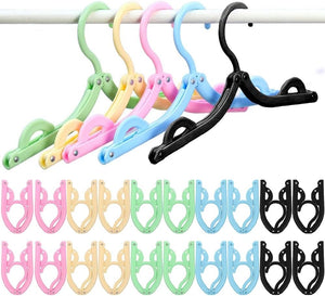 Folding Clothes Hangers, 20PCS Portable Travel Coat Hangers, Plastic Travel Hangers Foldable, Foldable Space Saving Coat Hanger for Home Travel Outdoor Camping(5 Color)