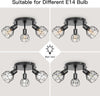 Spot Light Fittings for Ceilings Adjustable Metal Wire Cage Kitchen Spotlight with E14 Base Black 3 Way Ceiling Light Industrial for Bedroom Bar Hallway Living Room No Bulb