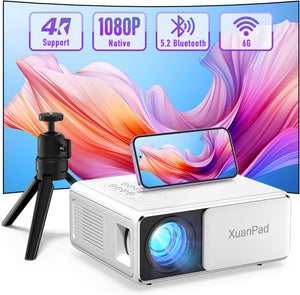 [Electric Keystone 6D/4P]  2024 Upgraded 5G WiFi Bluetooth Projector, 700 ANSI 4K Supported Outdoor Projector with Tripod, Max 400” Display for iOS/Android/HDMI/USB/TV Box